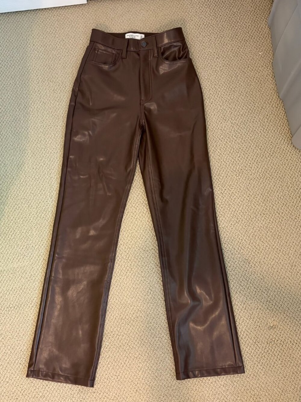 Abercrombie 90s Straight Ultra High Rise Leather Pants